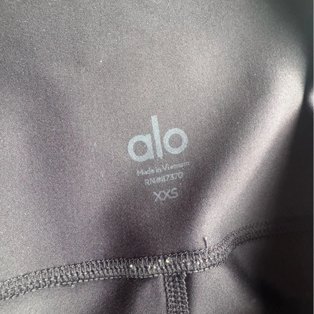ALO Yoga Black Moto Leggings with Striped Detail